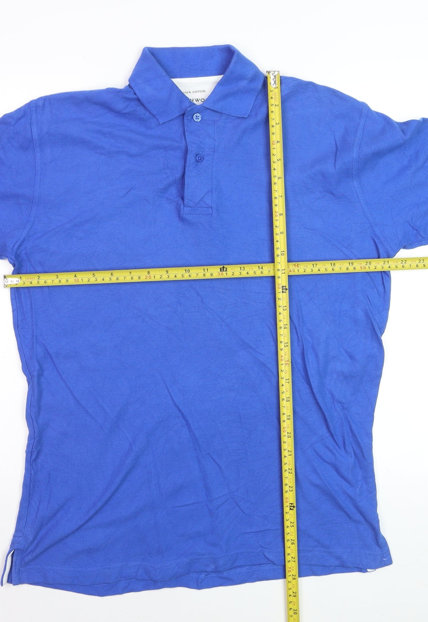 Greenwoods Mens Blue Cotton Short Sleeve Polo Shirt Medium