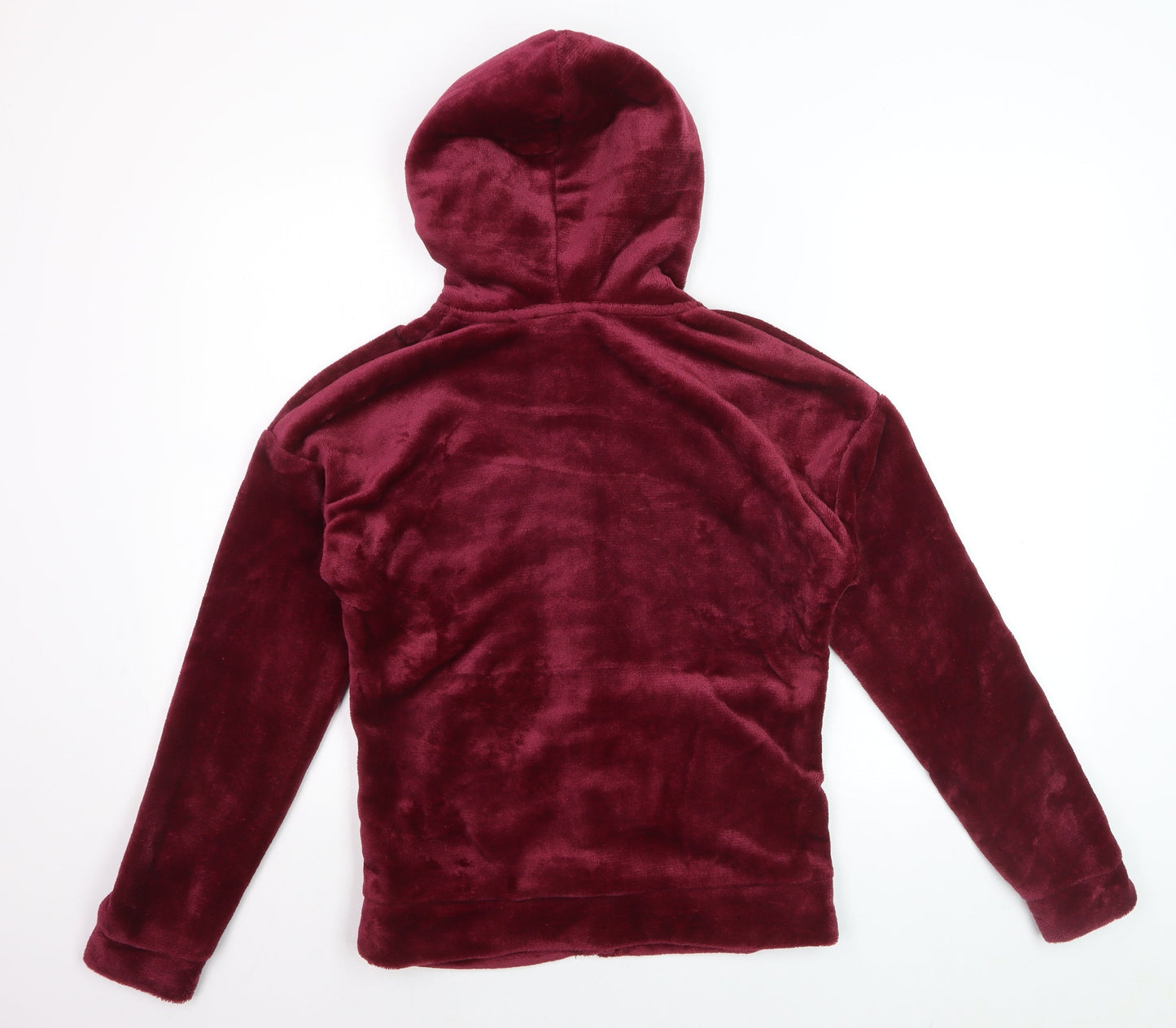 Peanuts Women Burgundy Full Zip Hoodie Small Plush Snoopy S Logo