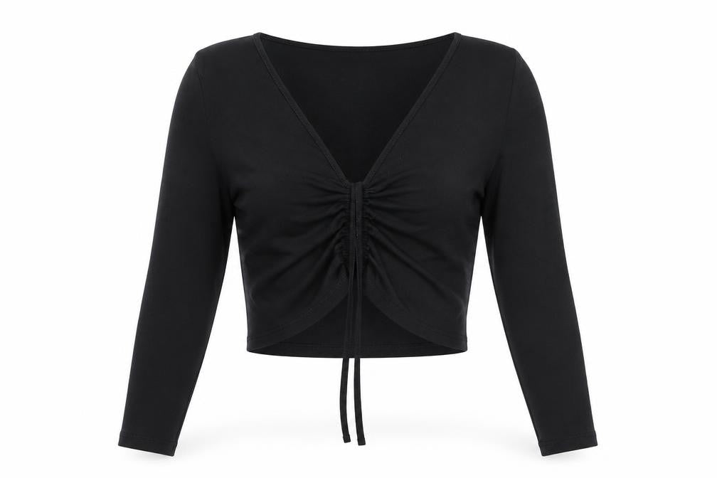 ASOS Design Women’s Black Cropped V-Neck Long Sleeve Top Size 10