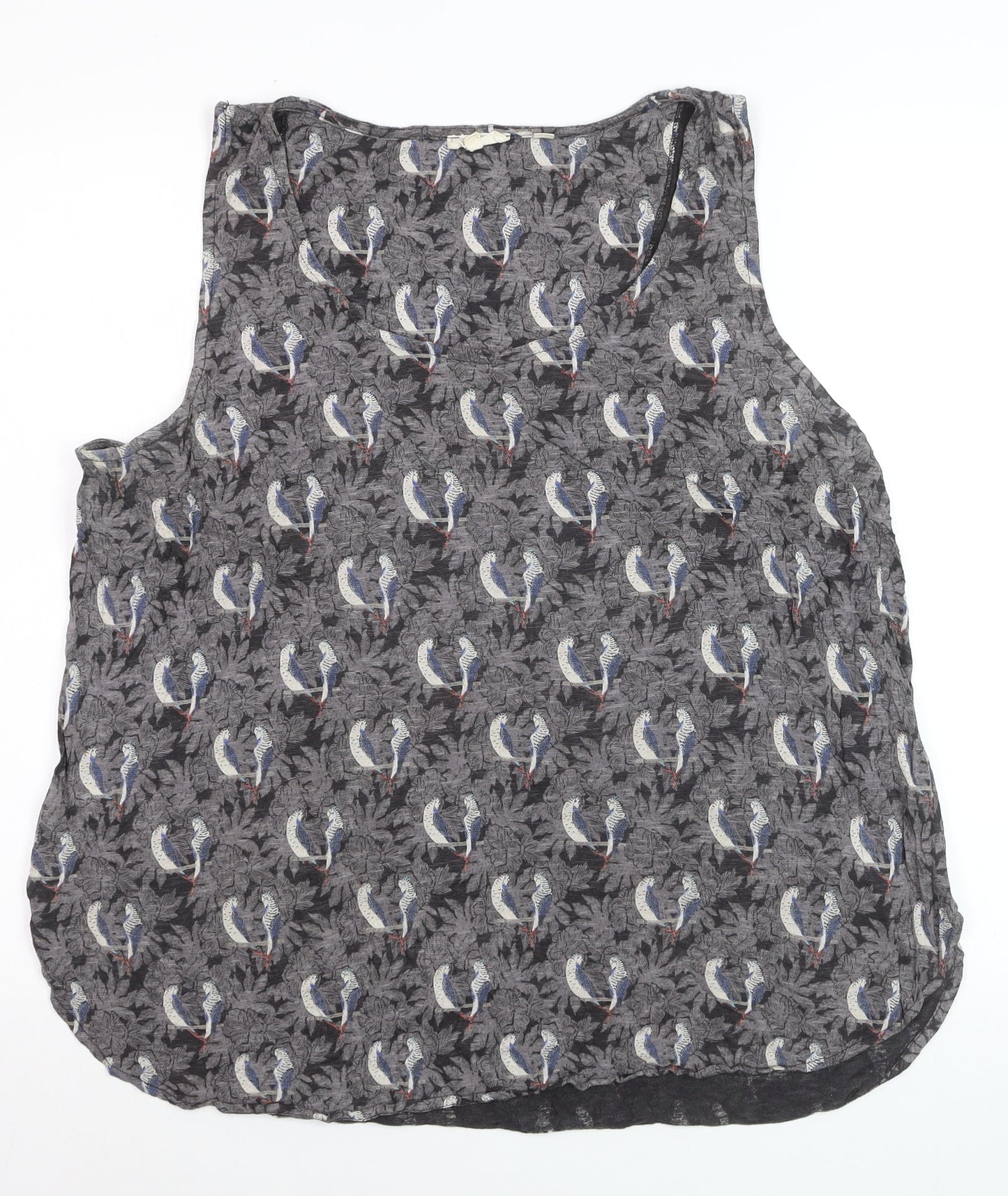 Fat Face Women's Grey Parrot Print Sleeveless Camisole Top UK 18