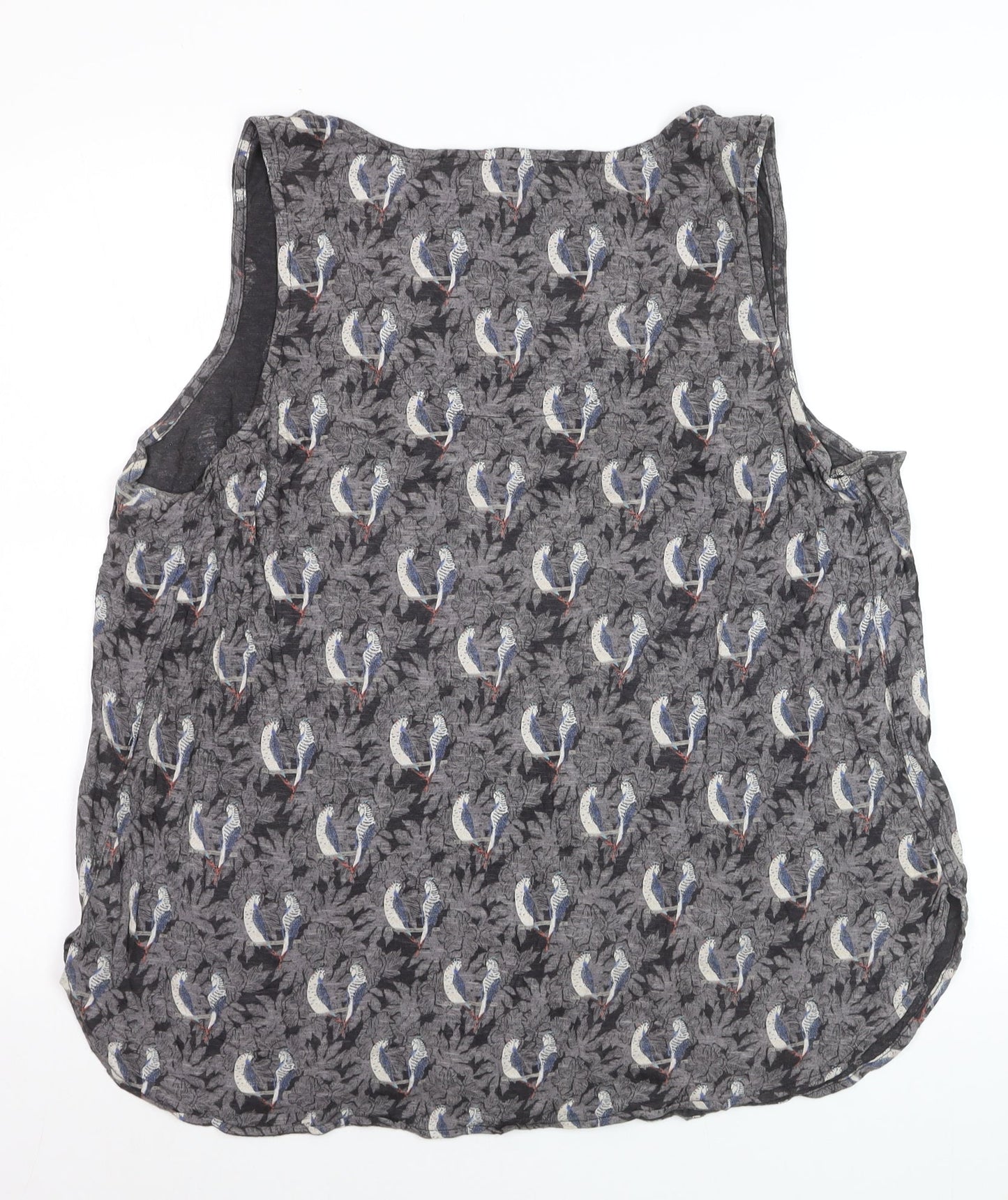 Fat Face Women's Grey Parrot Print Sleeveless Camisole Top UK 18