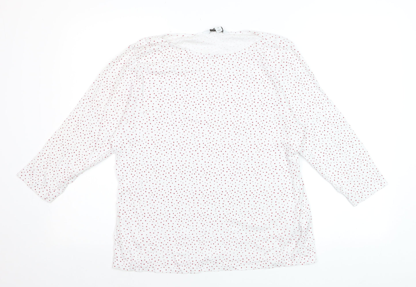 Marks and Spencer Womens White Red Polka Dot Cotton 3/4 Sleeve T-Shirt Size 18