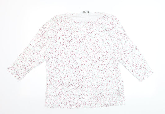 Marks and Spencer Womens White Red Polka Dot Cotton 3/4 Sleeve T-Shirt Size 18