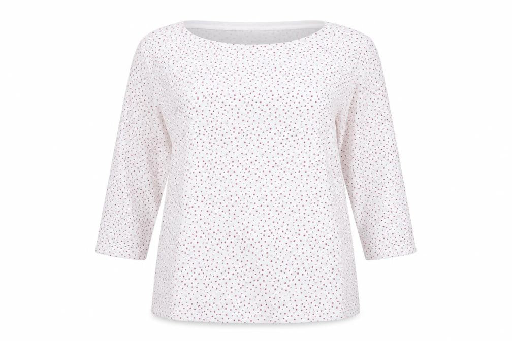 Marks & Spencer Womens White Red Polka Dot Cotton 3/4 Sleeve T-Shirt Size 18