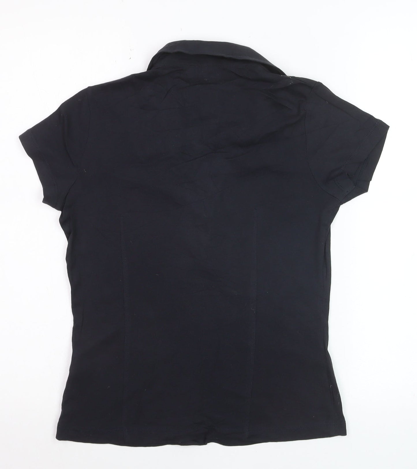Principles Petite Women's Black Polo Shirt Size 10 Short Sleeve Cotton
