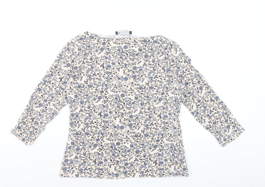 Marks and Spencer Womens Beige Floral 3/4 Sleeve T-Shirt Size 12