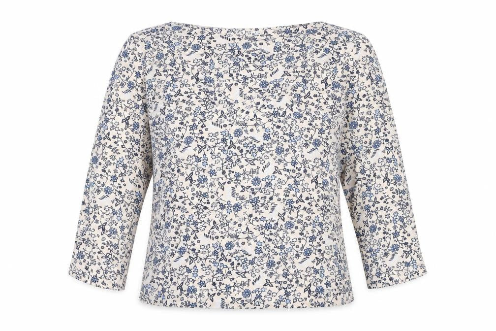 Marks & Spencer Womens Beige Floral 3/4 Sleeve T-Shirt Size 12