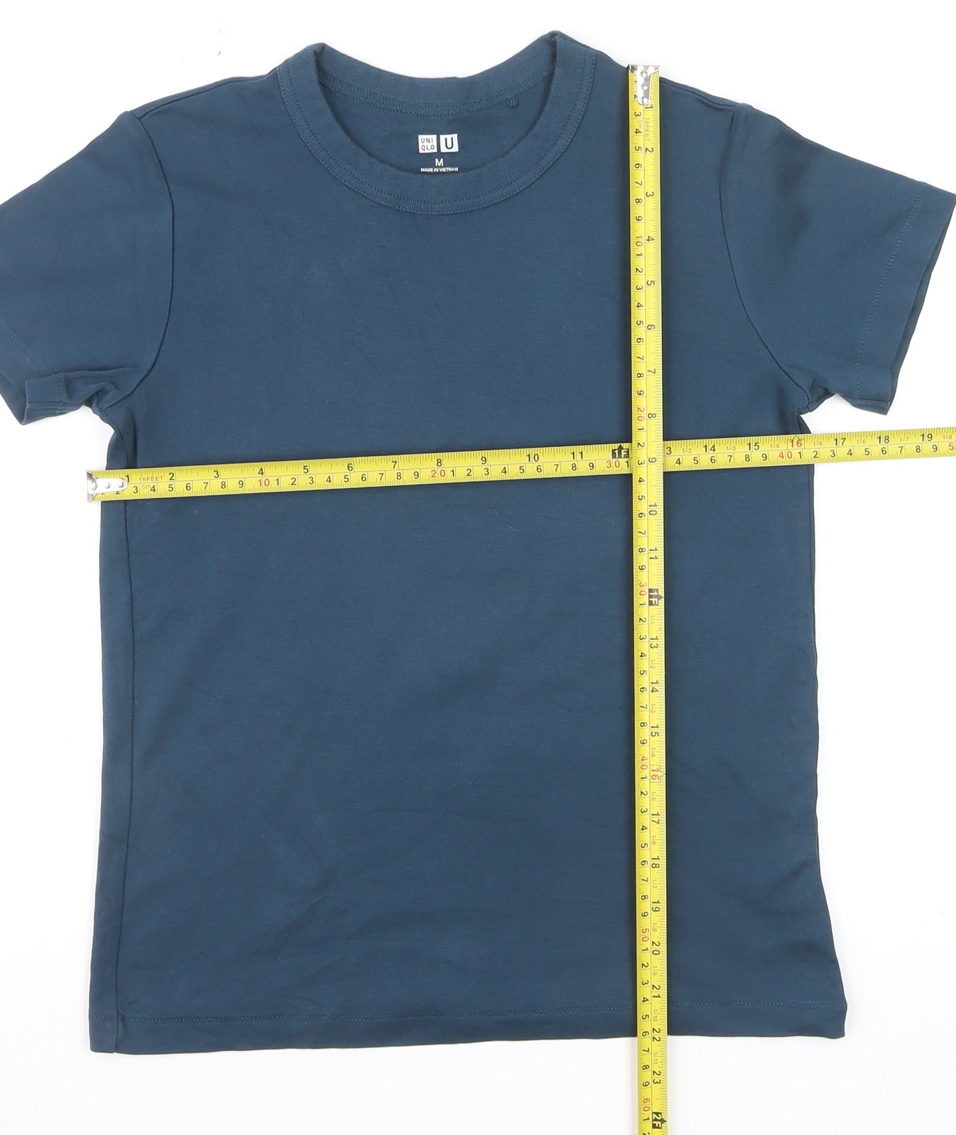 Uniqlo Women Blue Cotton Crew Neck Short Sleeve Basic T-Shirt M