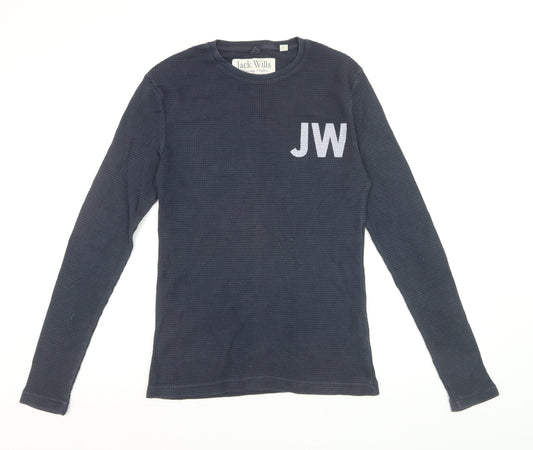 Jack Wills Men's Blue Slim Fit Long Sleeve Cotton Top XS