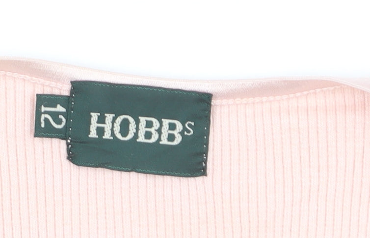 Hobbs Womens Pink Size 12 Cotton Blend Long Sleeve Cardigan