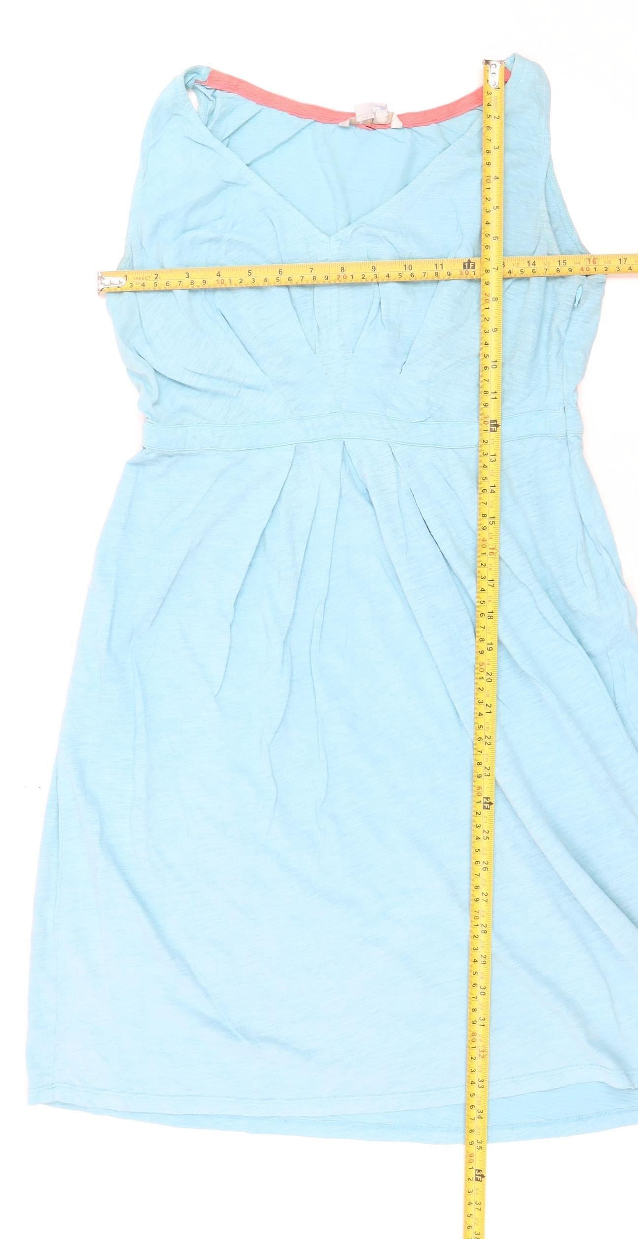 Boden Women Blue Sleeveless V-Neck A-Line Cotton Dress Size 10