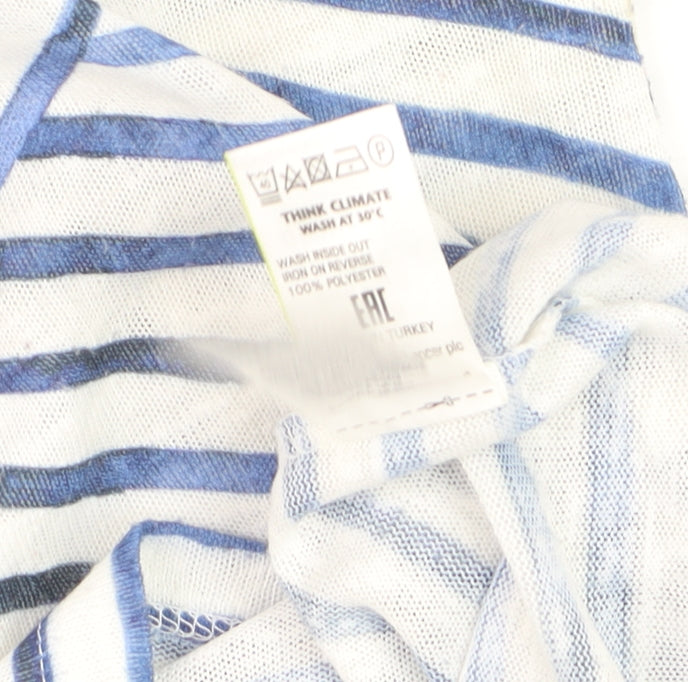 Marks and Spencer Women’s Blue Striped Short Sleeve T-Shirt Size 8