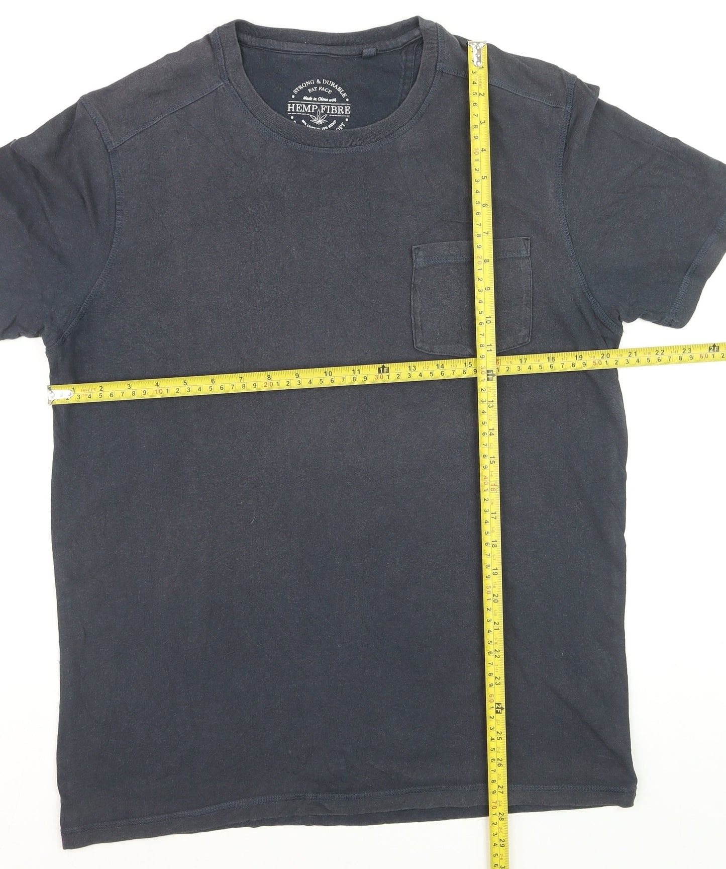 Fat Face Men's Navy T-Shirt Hemp Cotton Blend Short Sleeve M