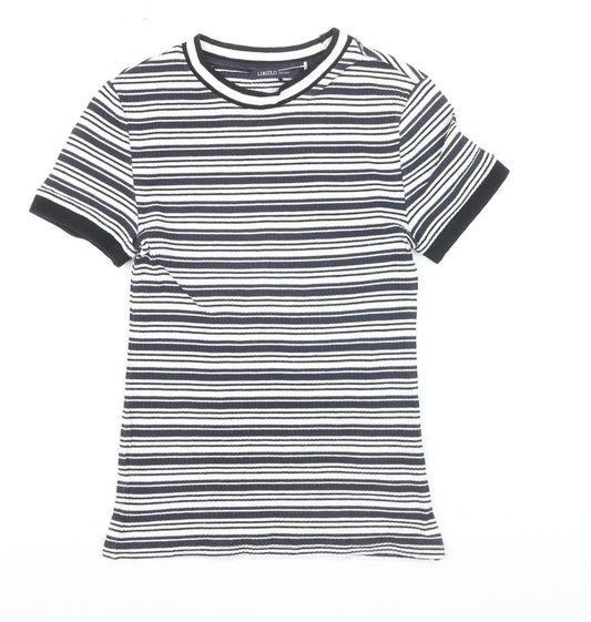 Marks and Spencer Limited Edition Women's Black White Striped Ringer T-Shirt Size 8