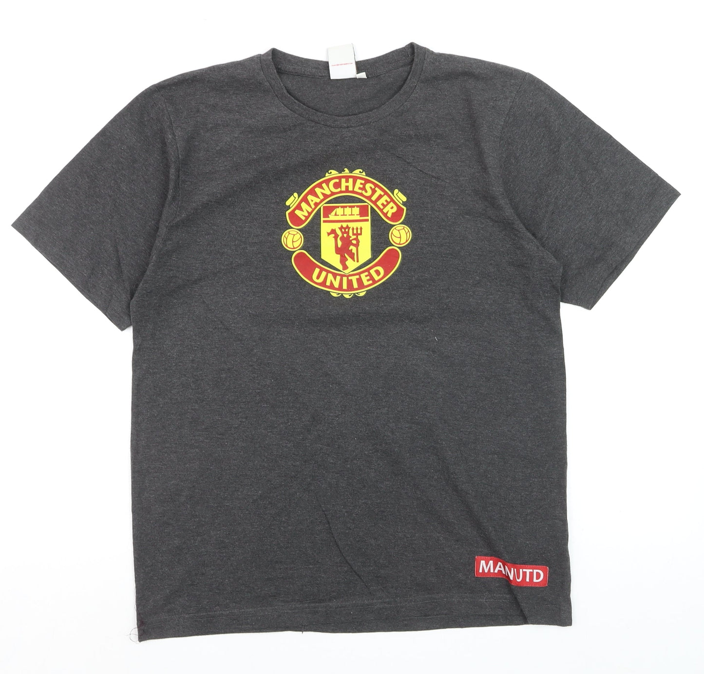 Manchester United Men's Grey Short Sleeve Cotton T-Shirt S