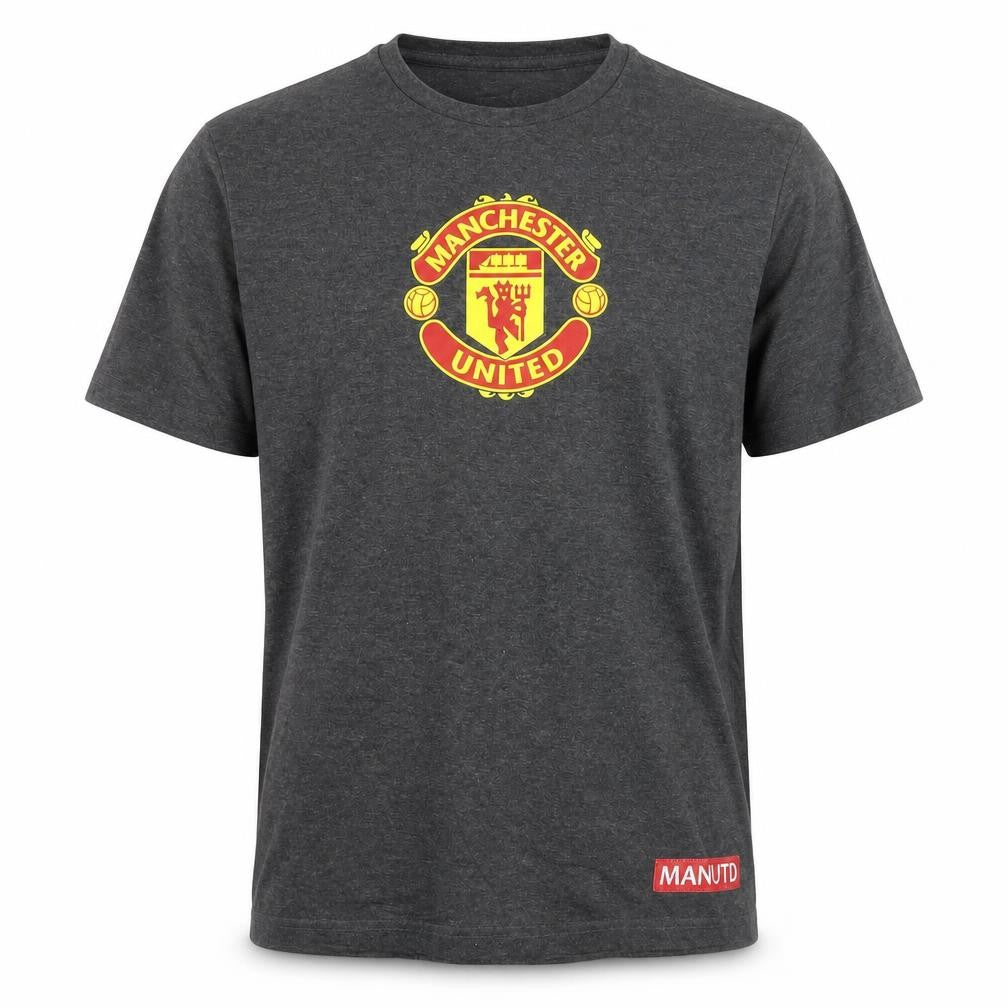 Manchester United Men's Grey Short Sleeve Cotton T-Shirt S