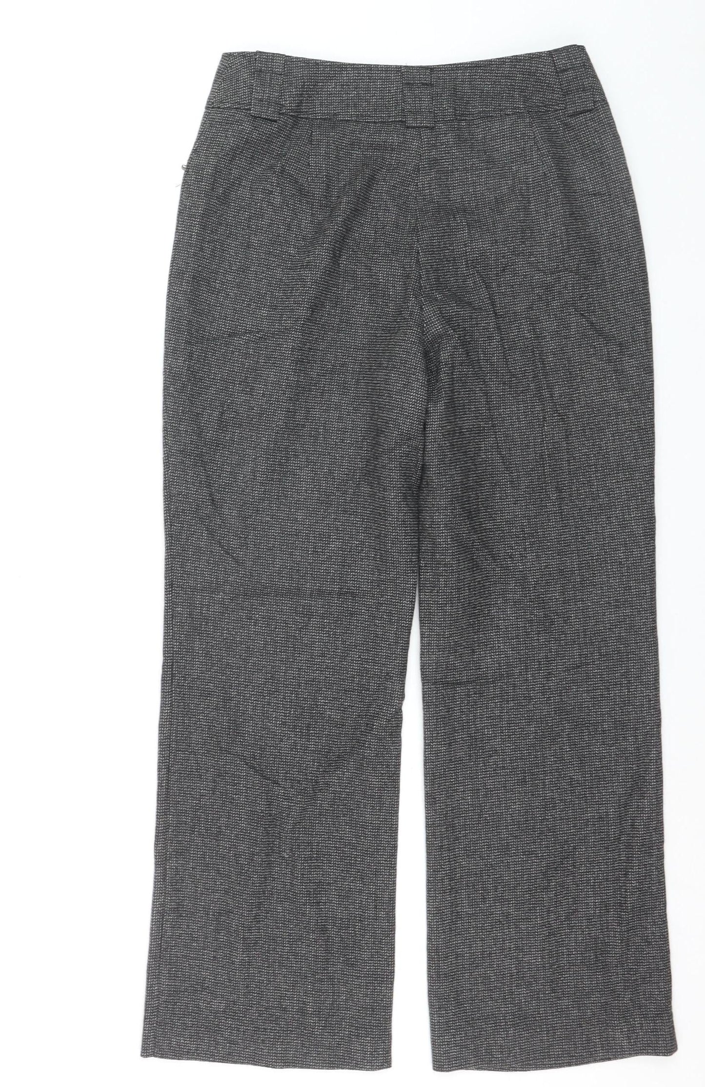 Marks and Spencer Women’s Grey Wool Blend Herringbone Trousers UK 10 Short