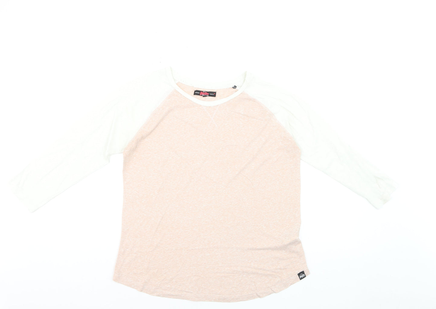 Superdry Men's Beige & White Raglan 3/4 Sleeve Casual Top M