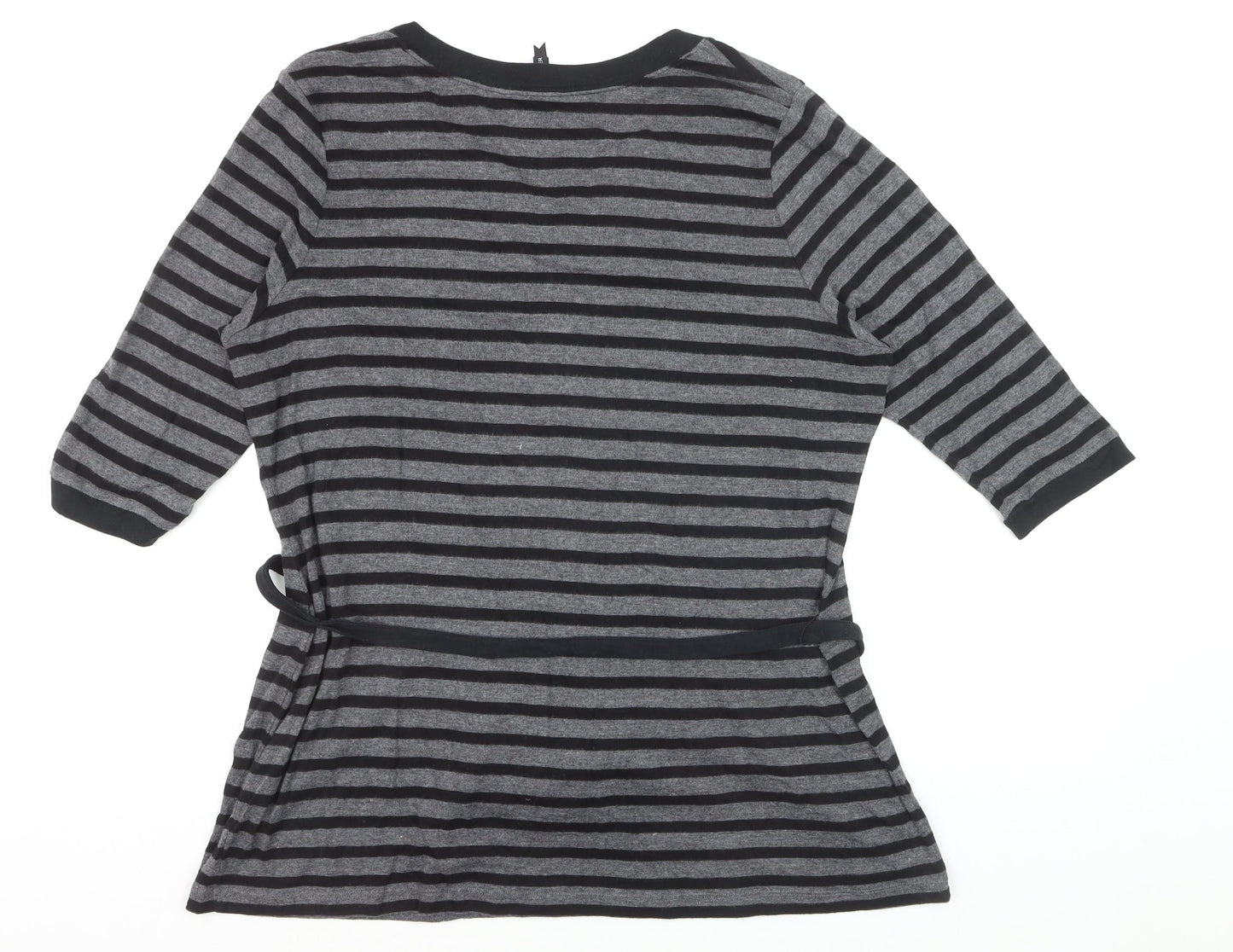 Marks and Spencer Womens Grey Striped Henley Tunic Top UK 20