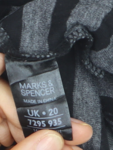 Marks and Spencer Womens Grey Striped Henley Tunic Top UK 20