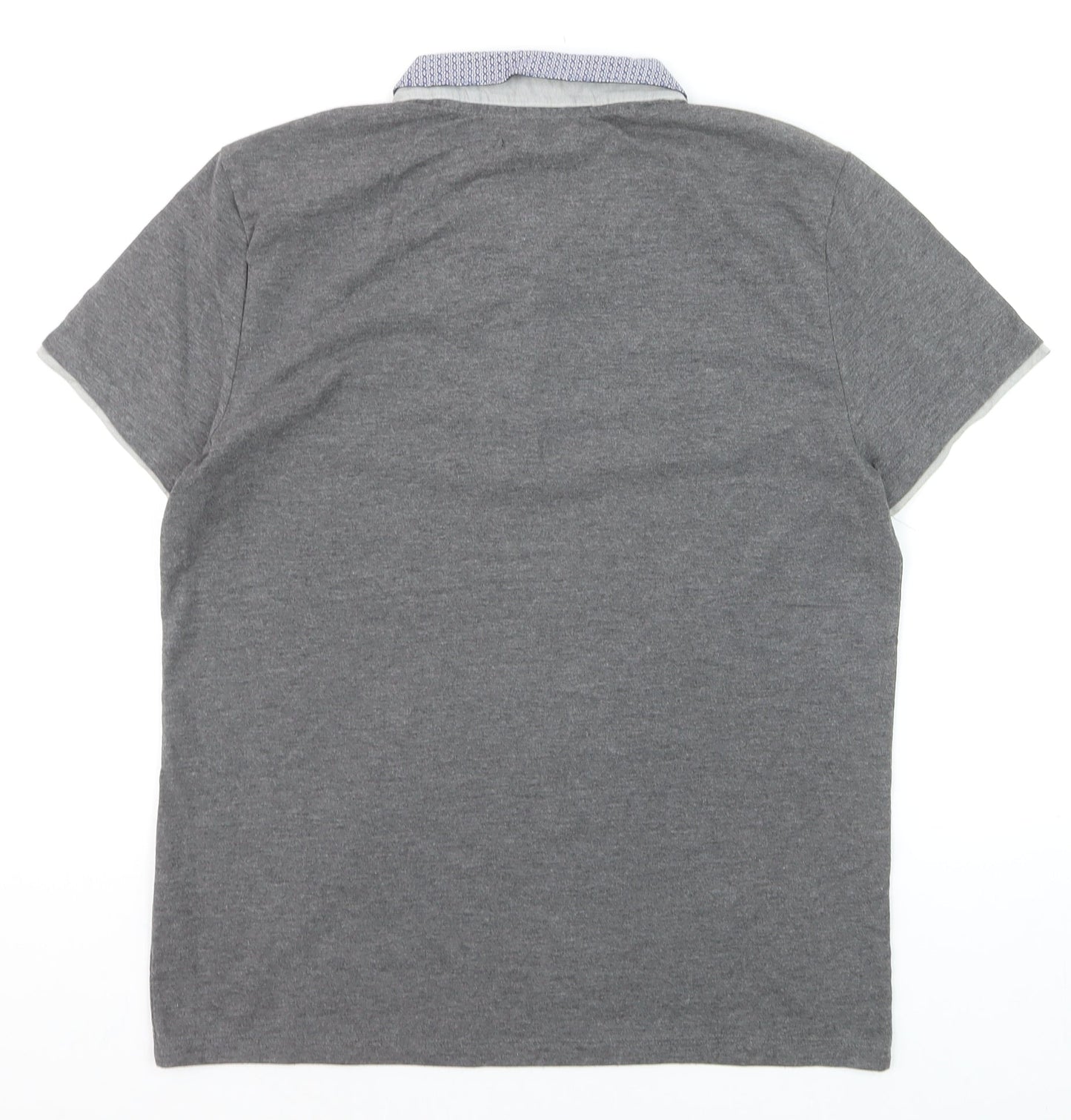 The Spitalfields Shirt Co Men’s Grey Polo Shirt Size L Collared Button-Down