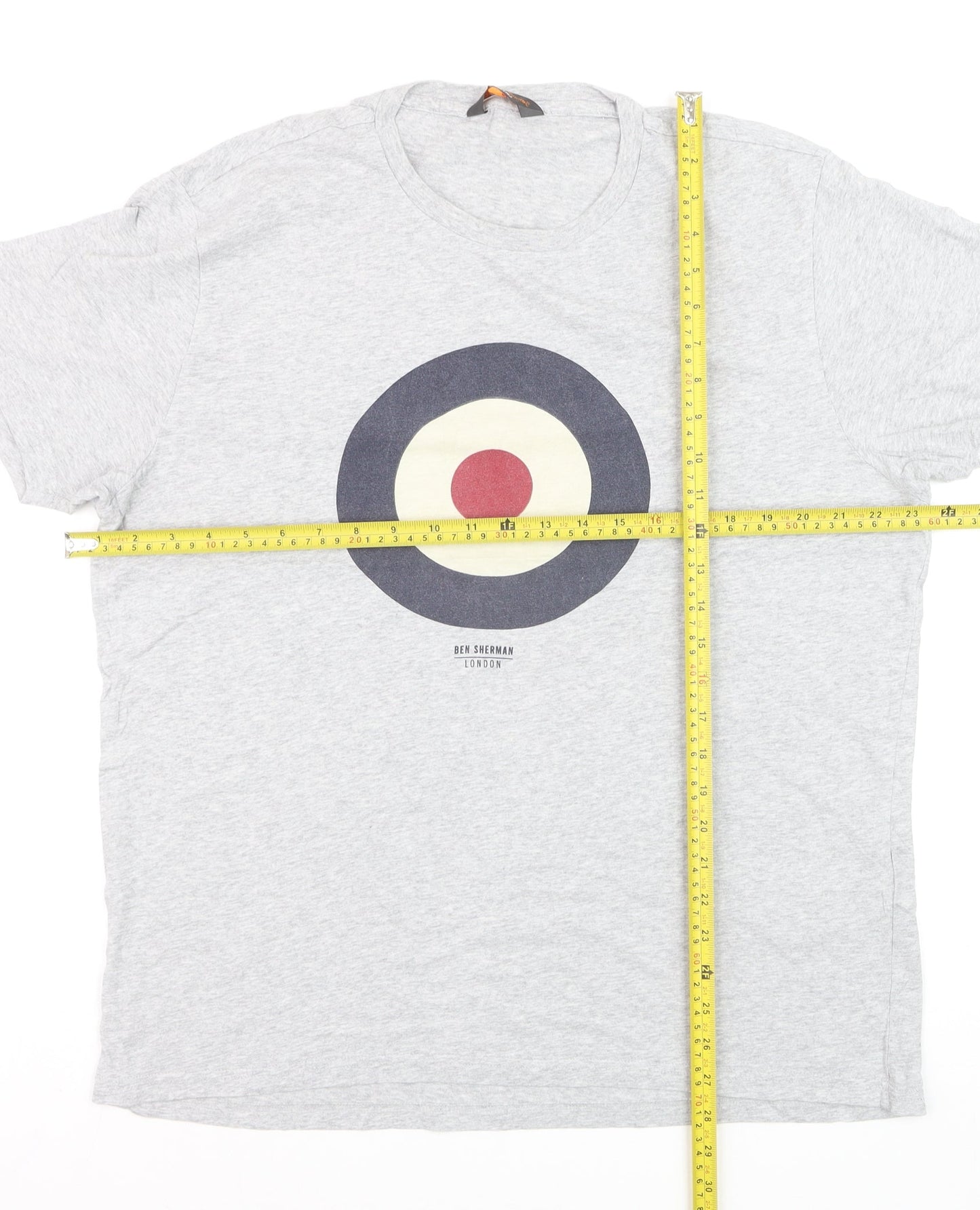 Ben Sherman Men's Grey Mod Target Graphic T-Shirt Size L