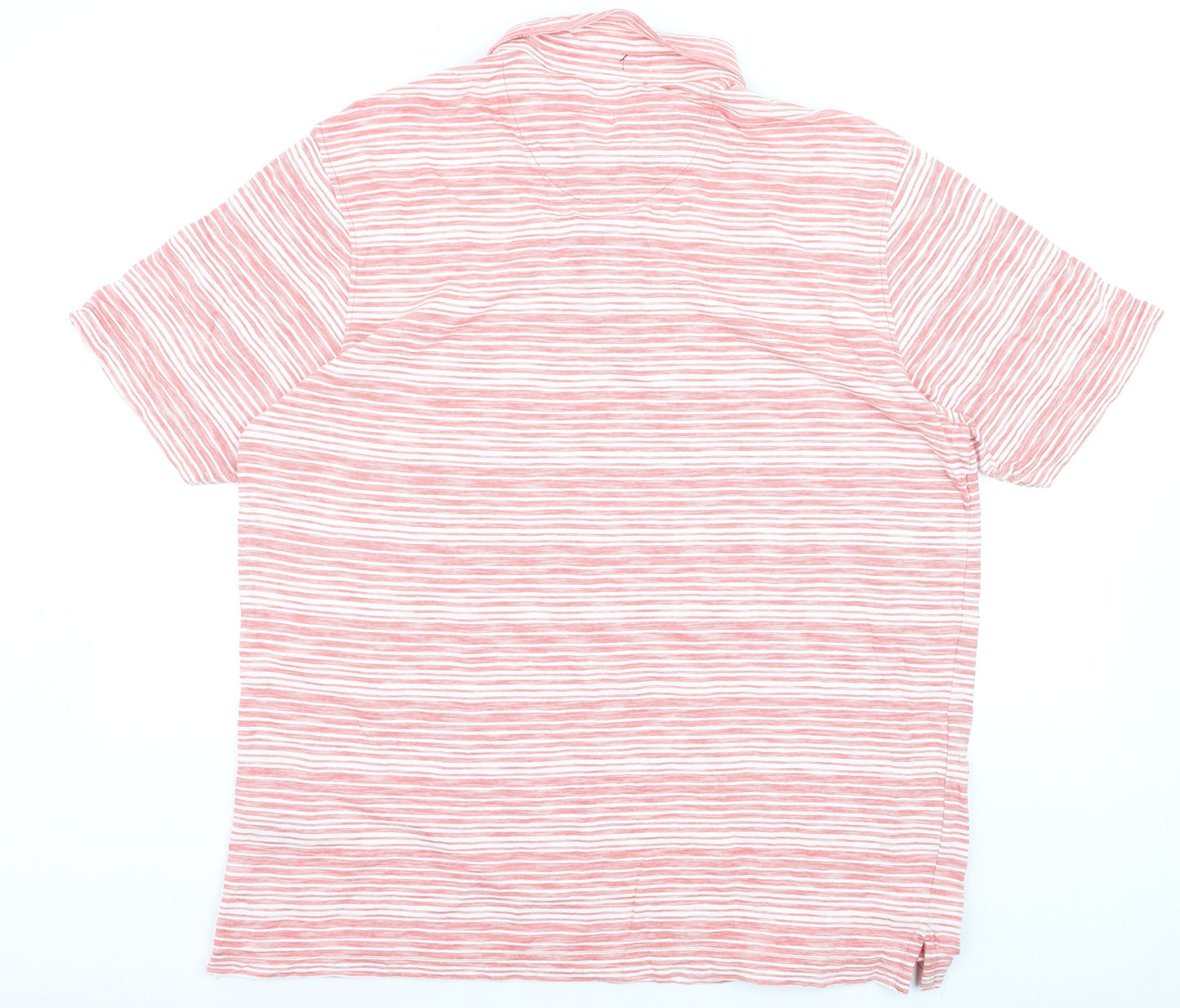 Marks and Spencer Men's Pink Striped Cotton Polo Shirt XL Regular Fit