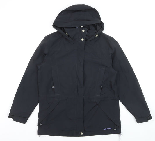 L.L.Bean Men's Black Nylon Hooded Parka Jacket Size S Waterproof
