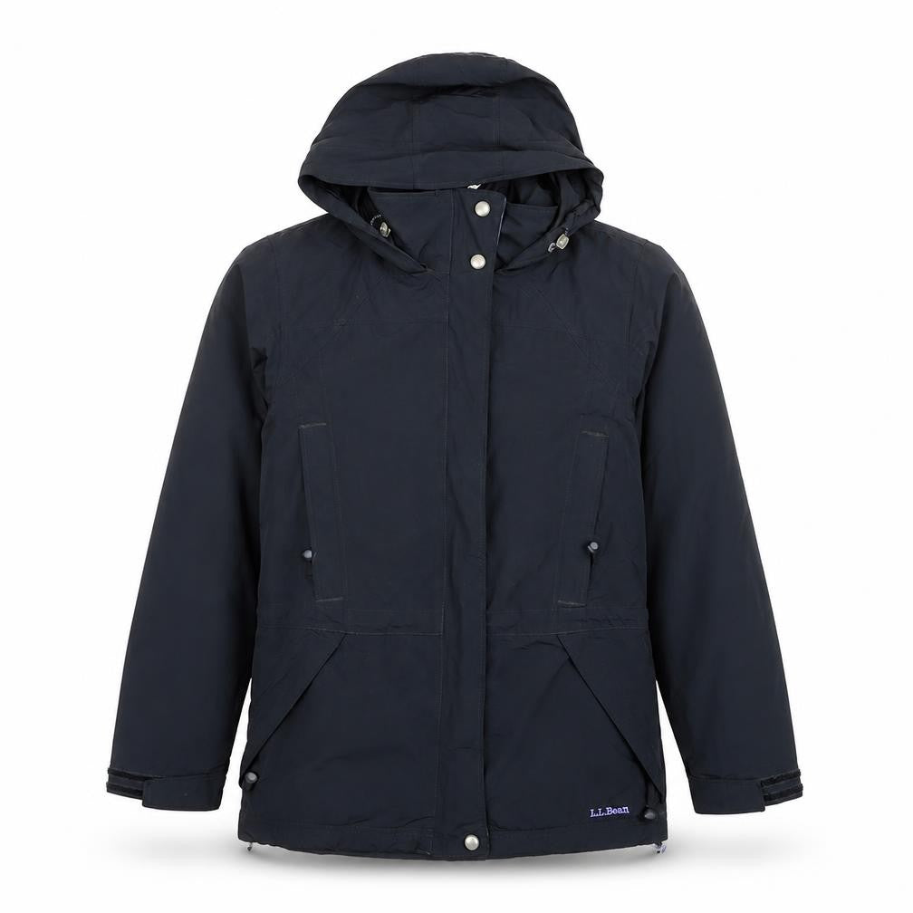 L.L.Bean Men's Black Nylon Hooded Parka Jacket Size S Waterproof