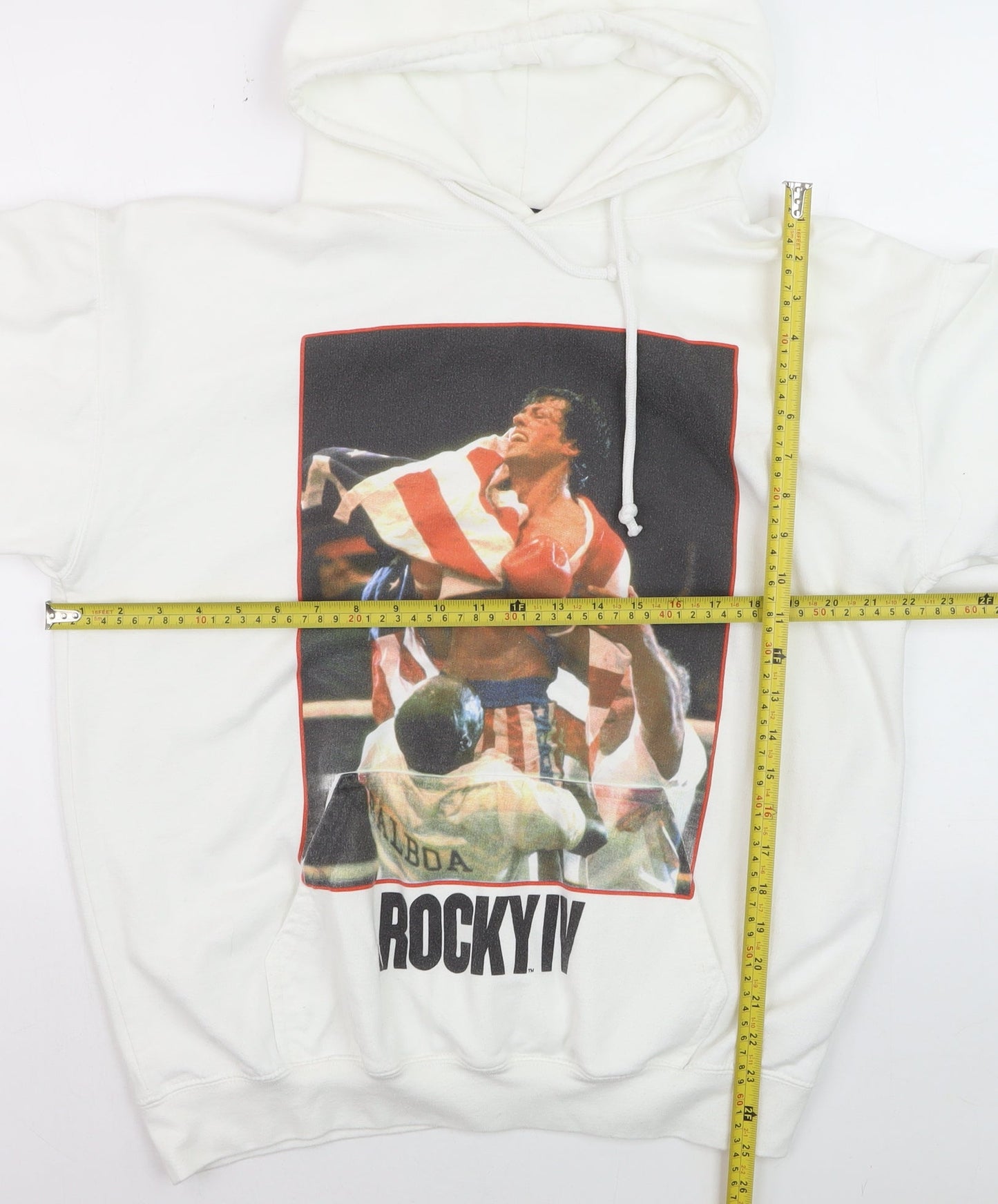 boohooMAN Men’s White Rocky IV Pullover Hoodie Size S