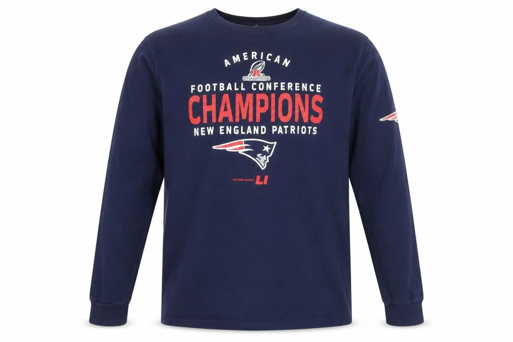 Majestic Men’s Blue XL Long Sleeve New England Patriots Graphic Shirt