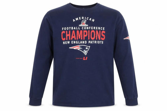 Majestic Men’s Blue XL Long Sleeve New England Patriots Graphic Shirt