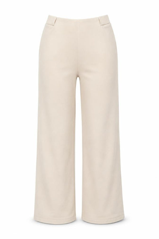 Vila Women’s Beige Wide-Leg Jersey Trousers Size M