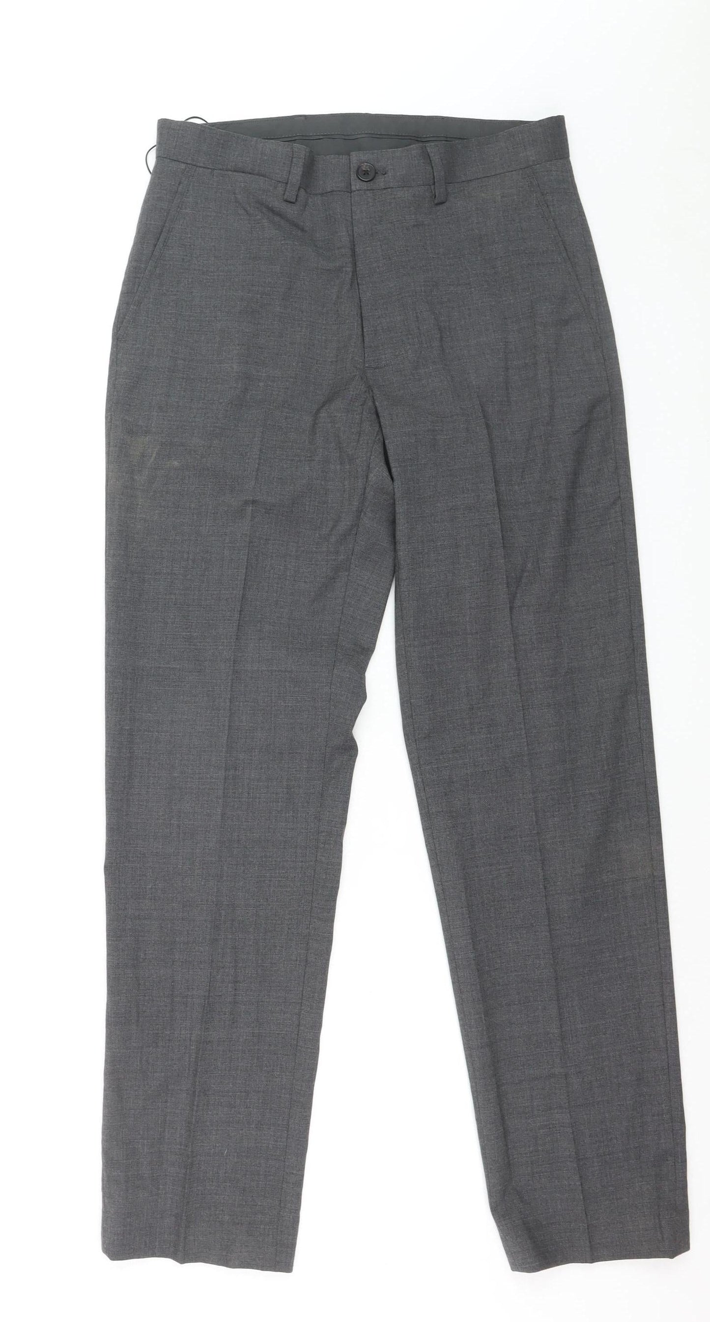 Marks and Spencer Men's Charcoal Grey Regular Fit Dress Trousers 30in Waist