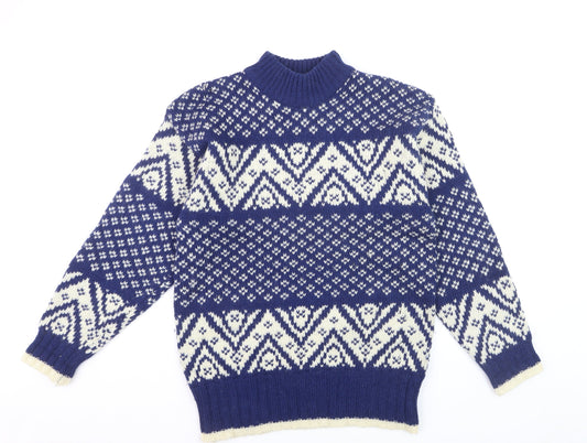 Marsh Landing Men's Blue Fair Isle Wool Pullover Jumper M