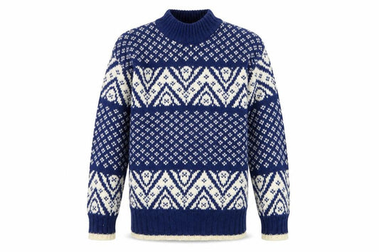 Marsh Landing Men's Blue Fair Isle Wool Pullover Jumper M