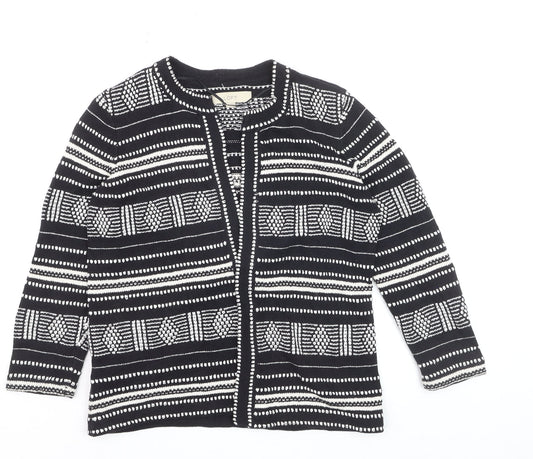 LOFT Women's Black Geometric Knit Cardigan XS Cotton