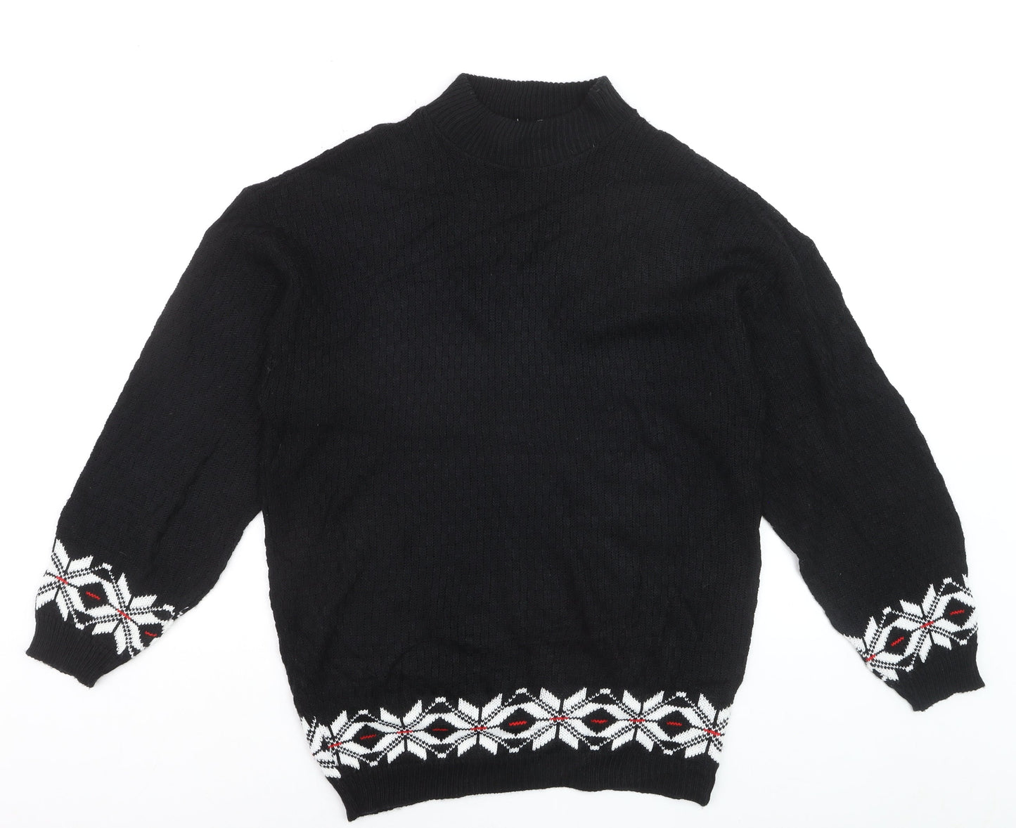 Morgan Square Men's Black Medium Fair Isle High Neck Jumper