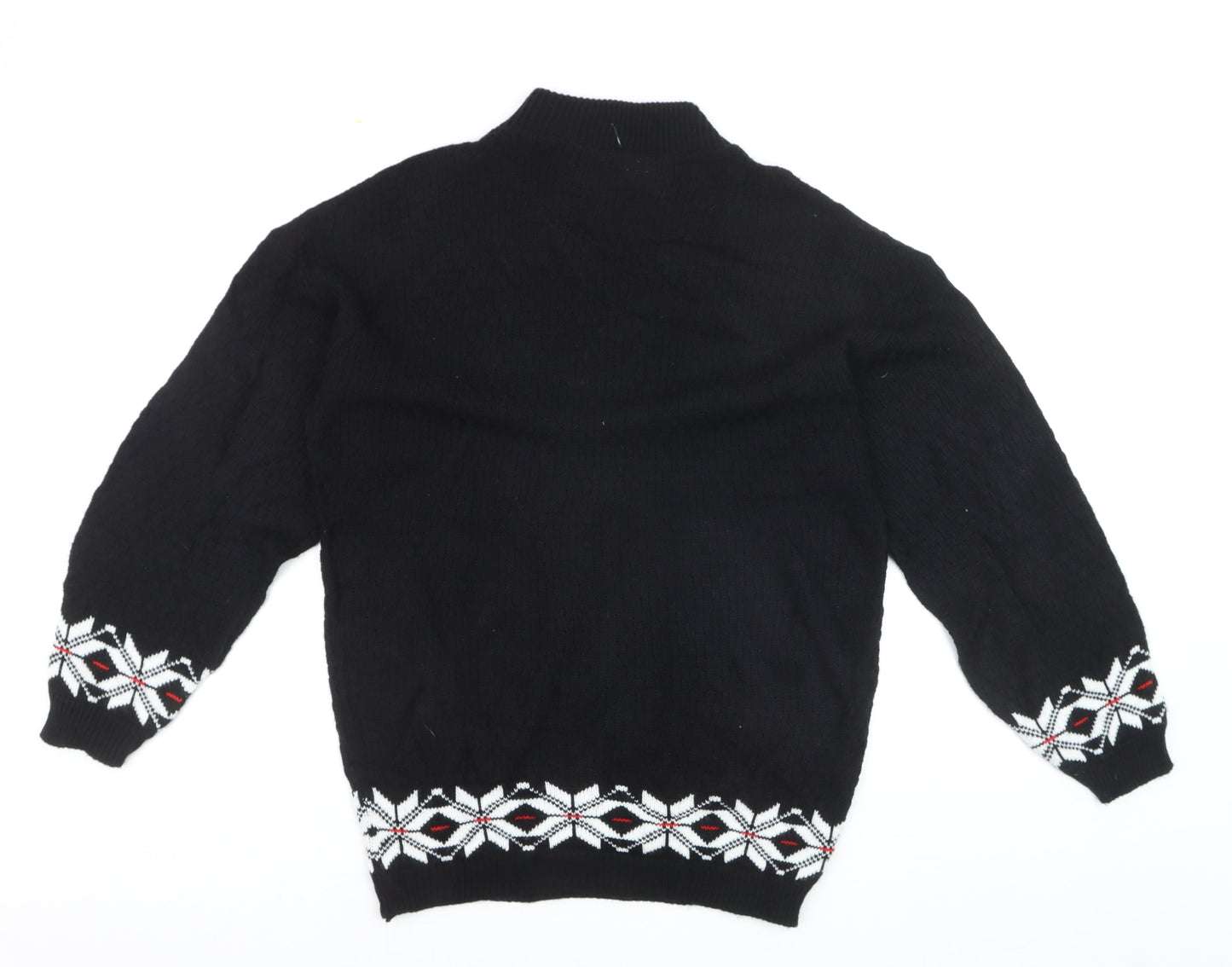 Morgan Square Men's Black Medium Fair Isle High Neck Jumper