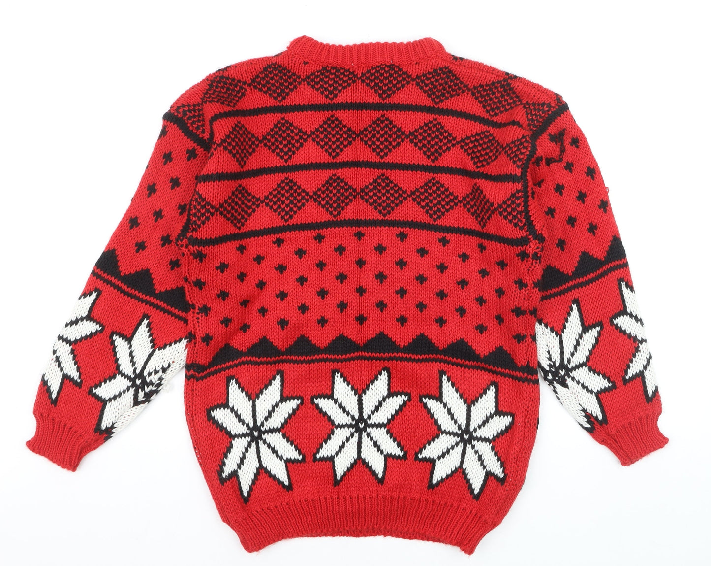 One Step Up Men's Red Chunky Knit Fair Isle Christmas Jumper L