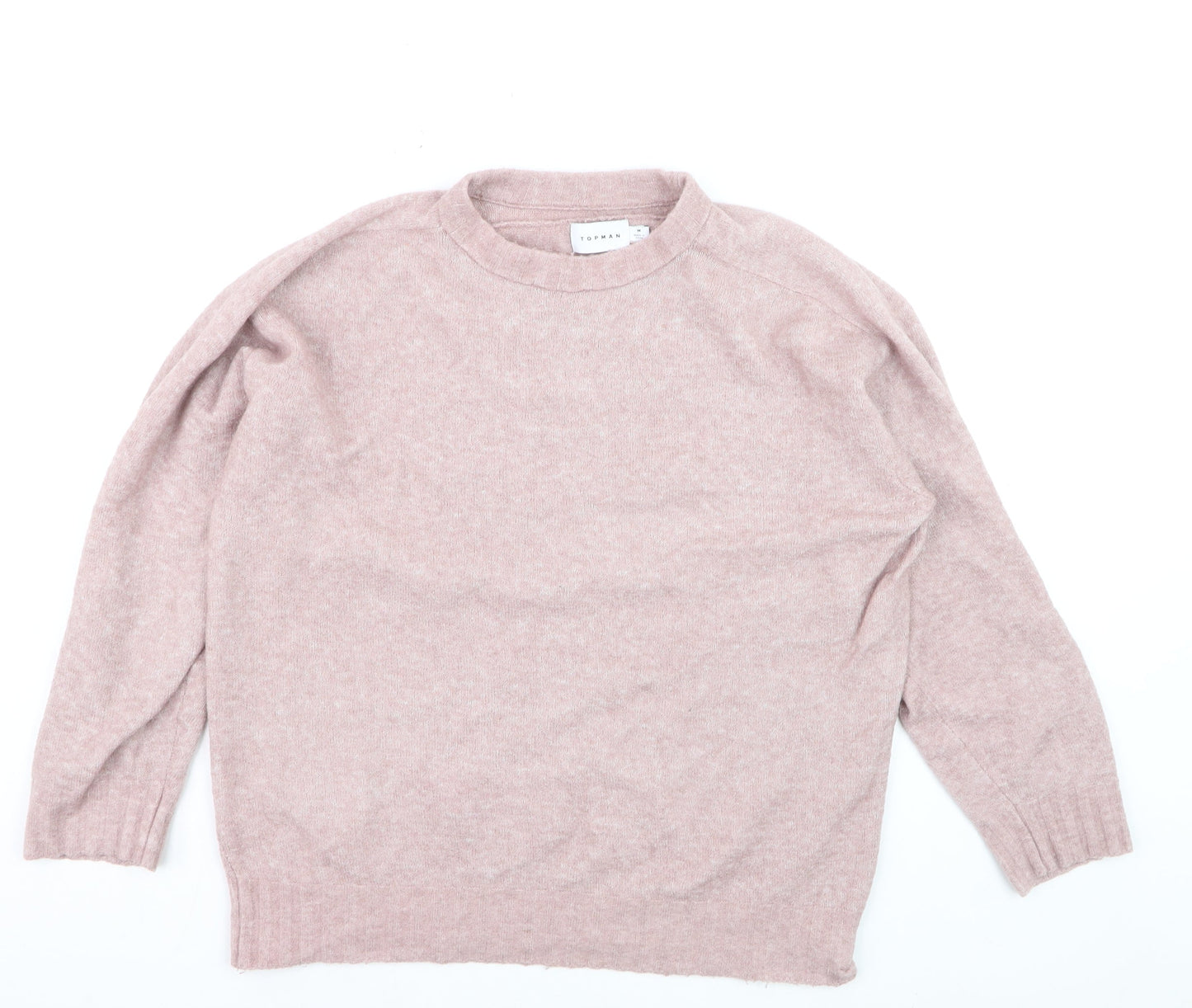 Topman Men Pink Wool Blend Crew Neck Jumper Size M Casual Knitwear