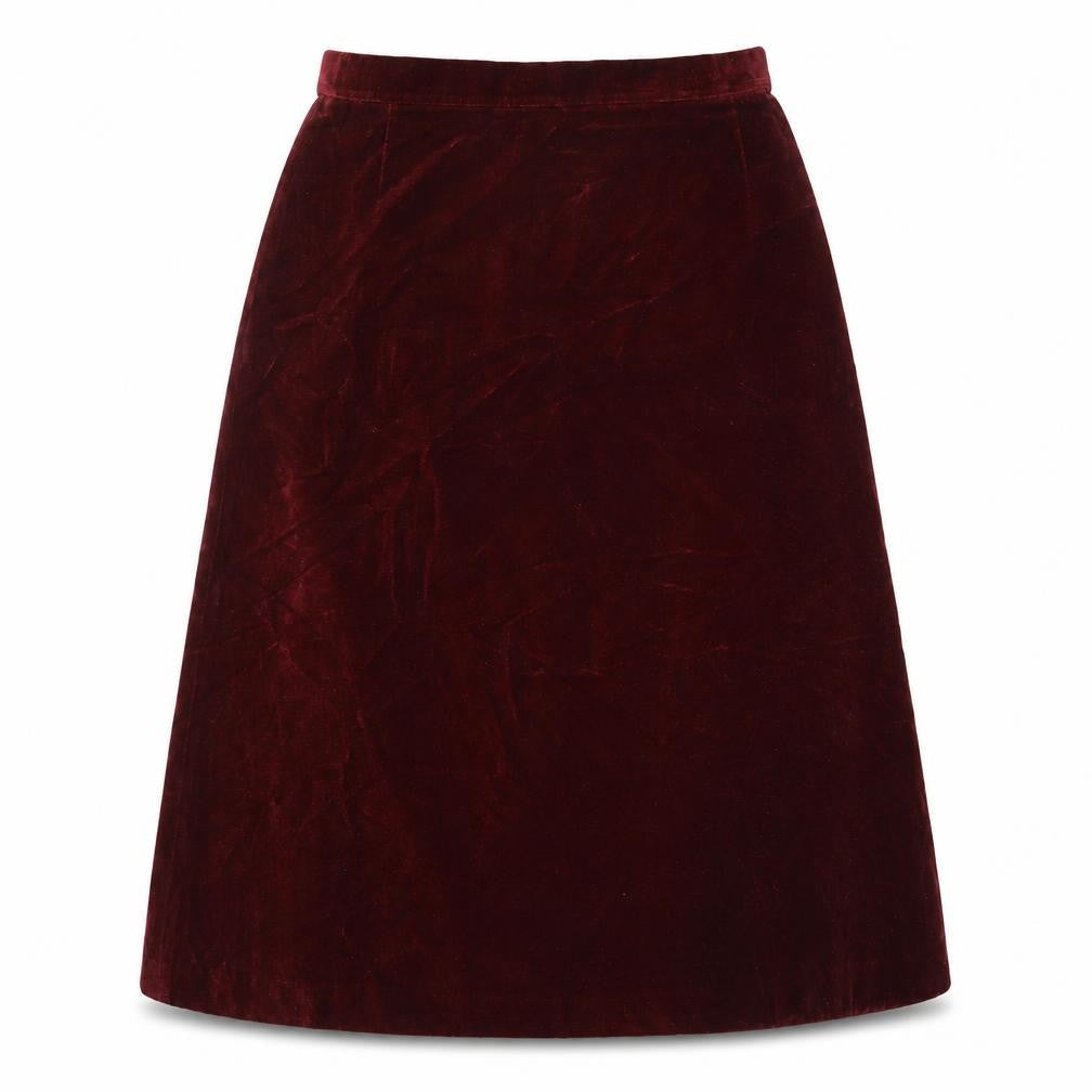 Marks & Spencer Womens Red Velvet A-Line Skirt Size 14