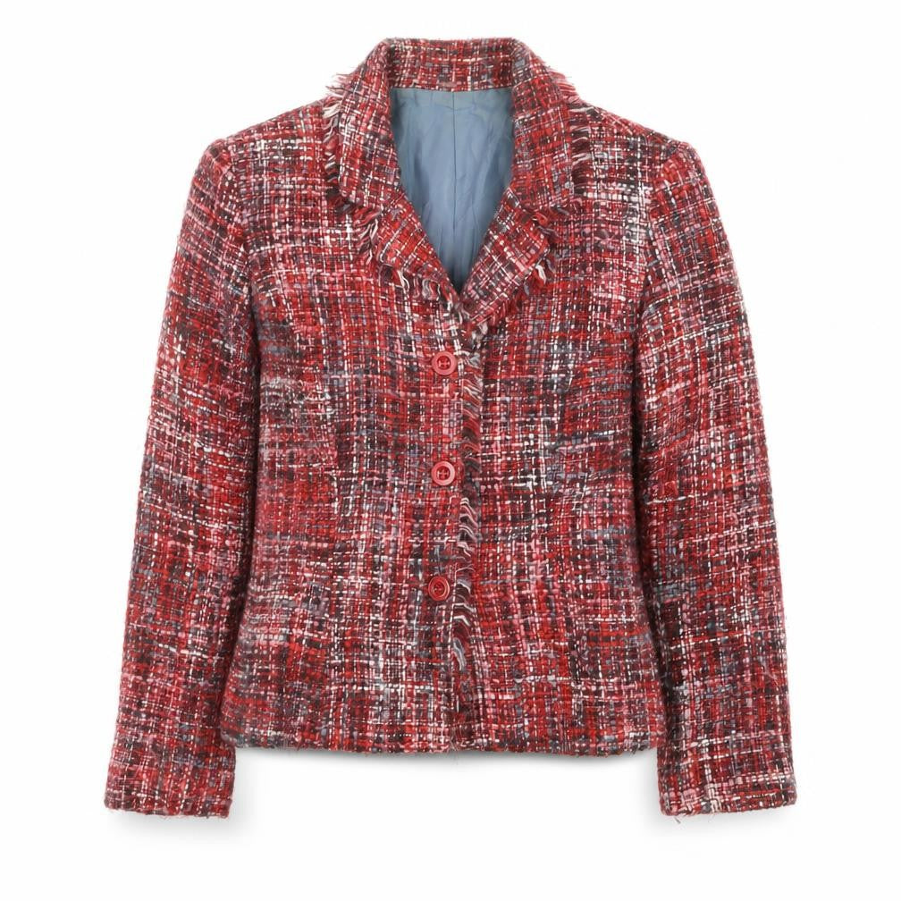 Briggs Petite Red Bouclé Single-Breasted Blazer Women's Size 4