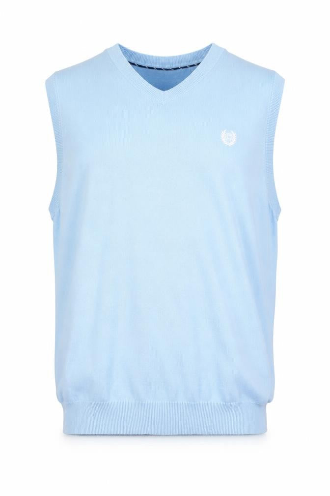 Chaps Men's Blue Cotton V-Neck Sleeveless Knit Vest M