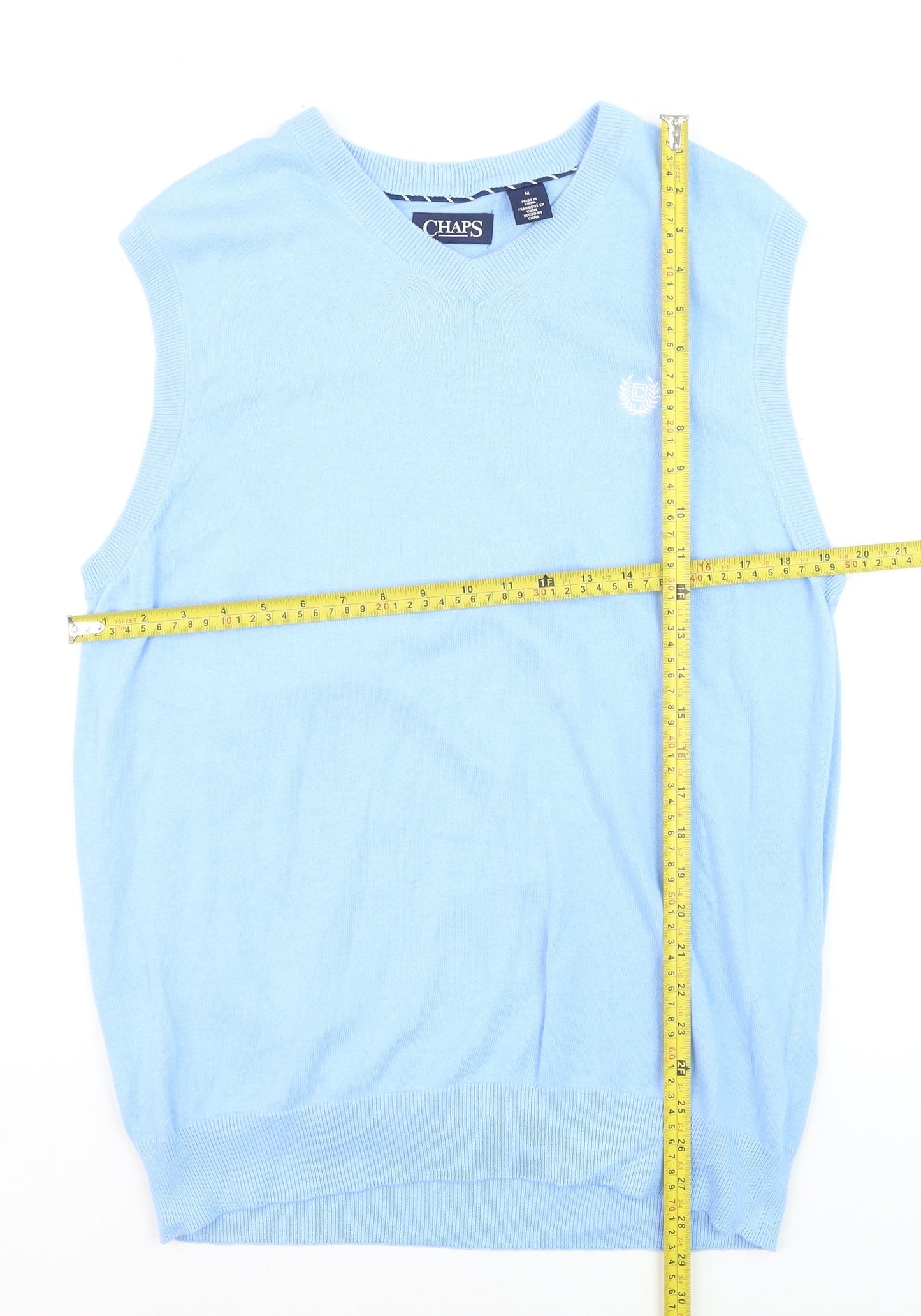 Chaps Men's Blue Cotton V-Neck Sleeveless Knit Vest M