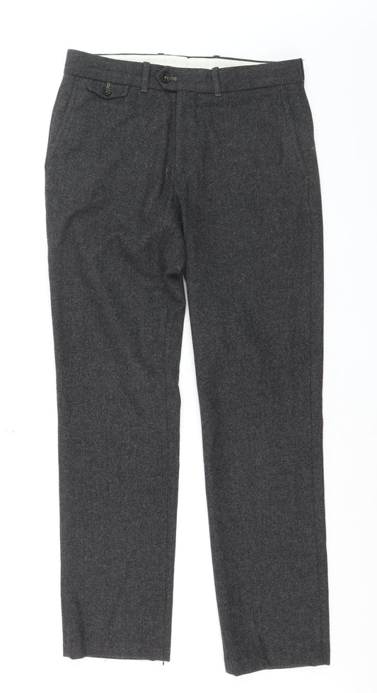 White Stuff Men's Grey Herringbone Chino Trousers 32R