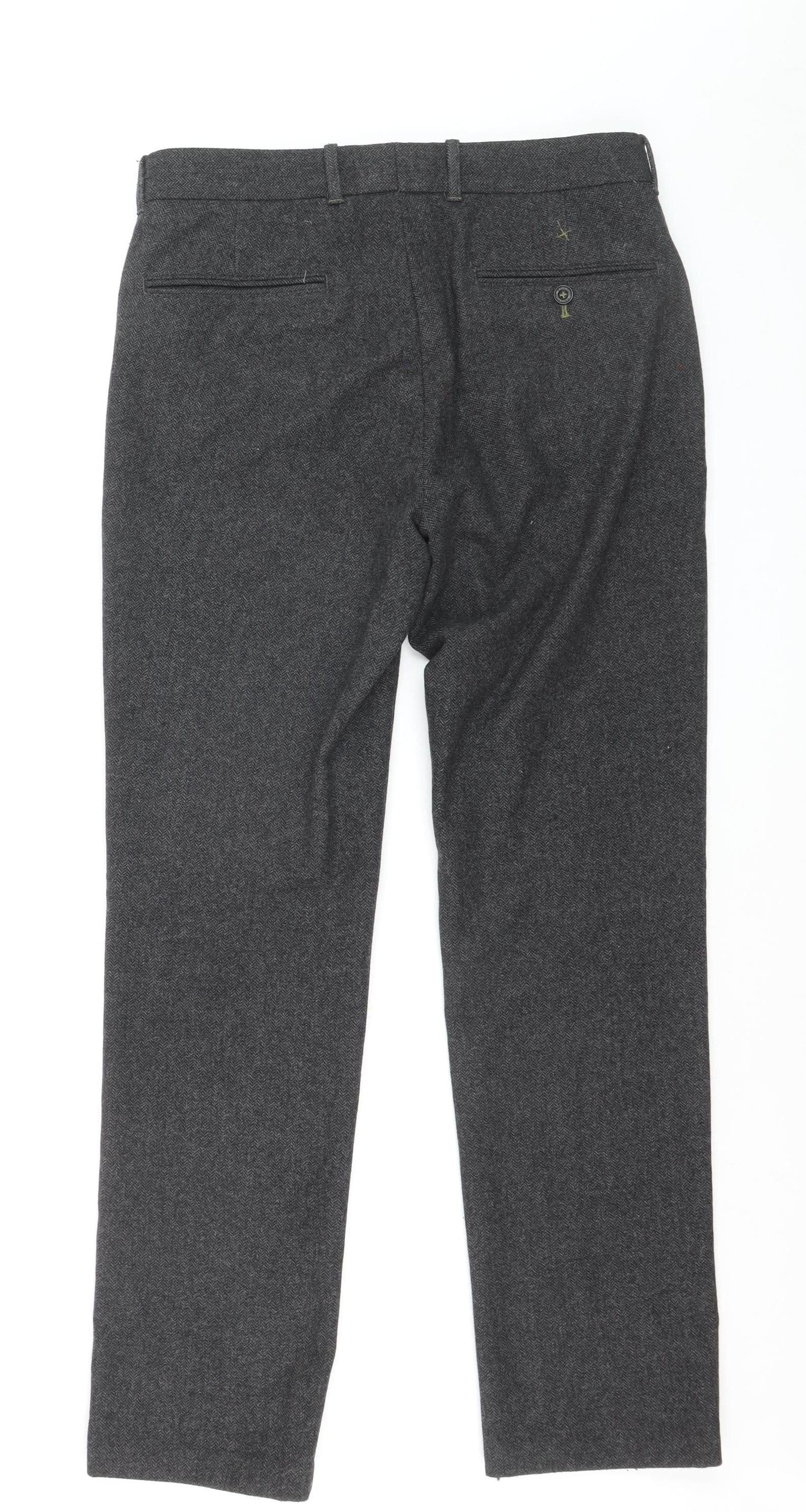 White Stuff Men's Grey Herringbone Chino Trousers 32R