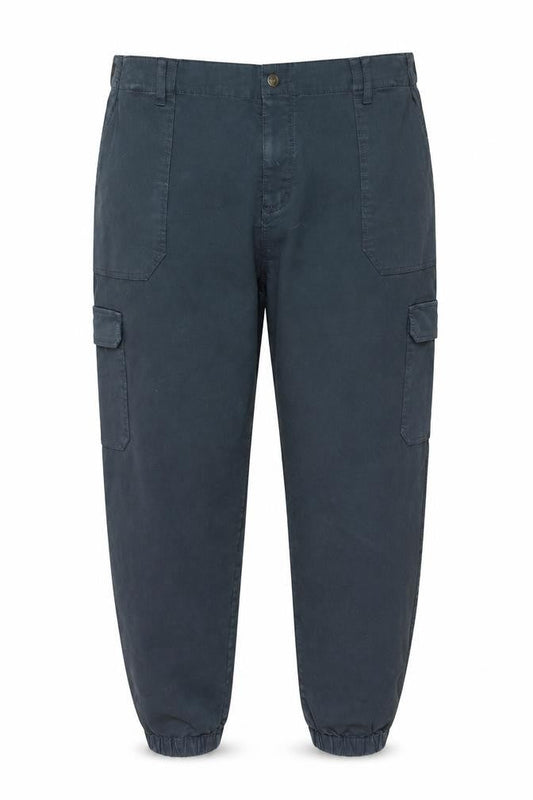 Front view of FatFace women’s blue cargo trousers 24l regular fit cotton blend