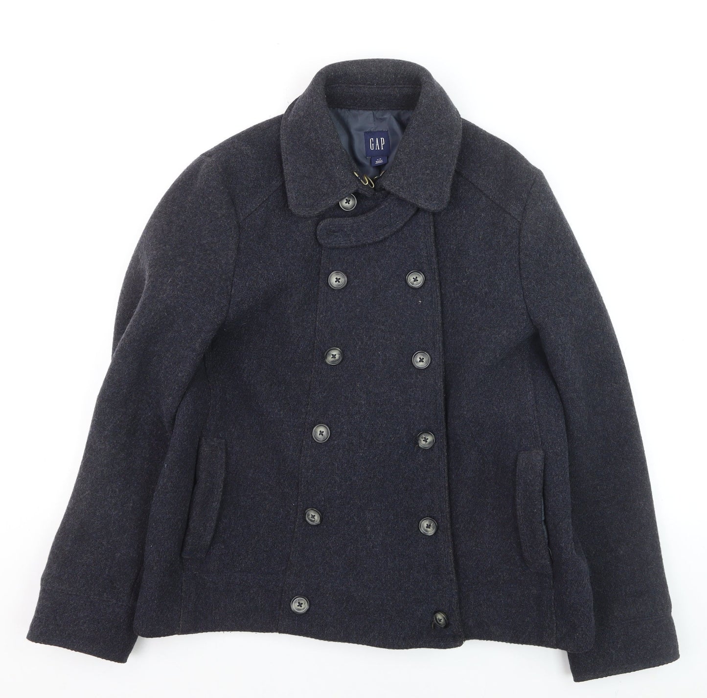 GAP Women’s Navy Wool Blend Pea Coat L Classic Winter Jacket
