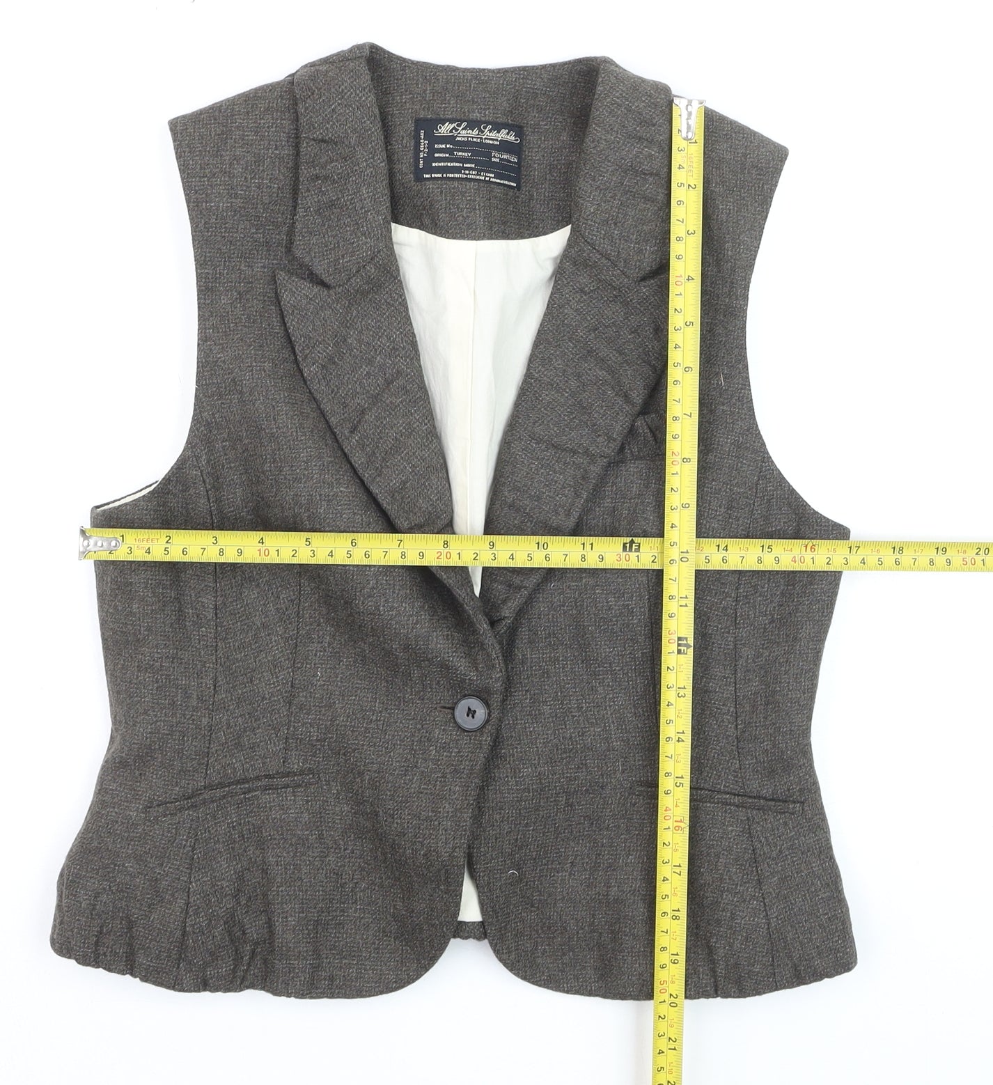 AllSaints Spitalfields Womens Brown Size 14 Wool Blend Suit Waistcoat